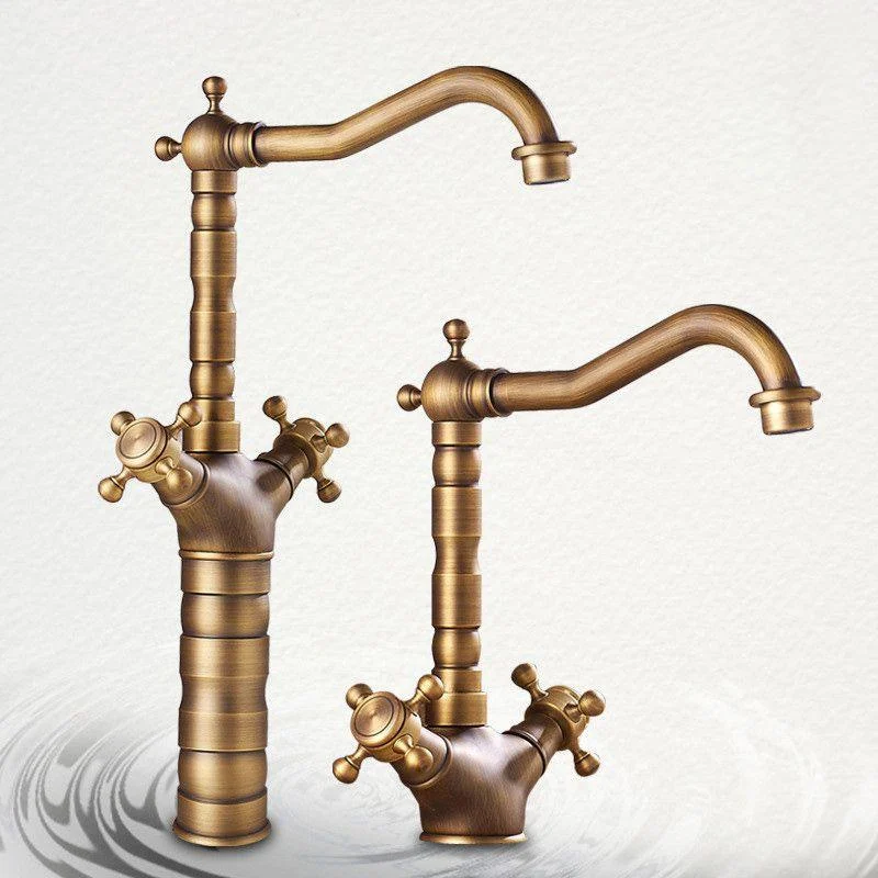 Industrial Wide Spread Bathroom Tap Cross Handles Lavatory Tap -Bathlova