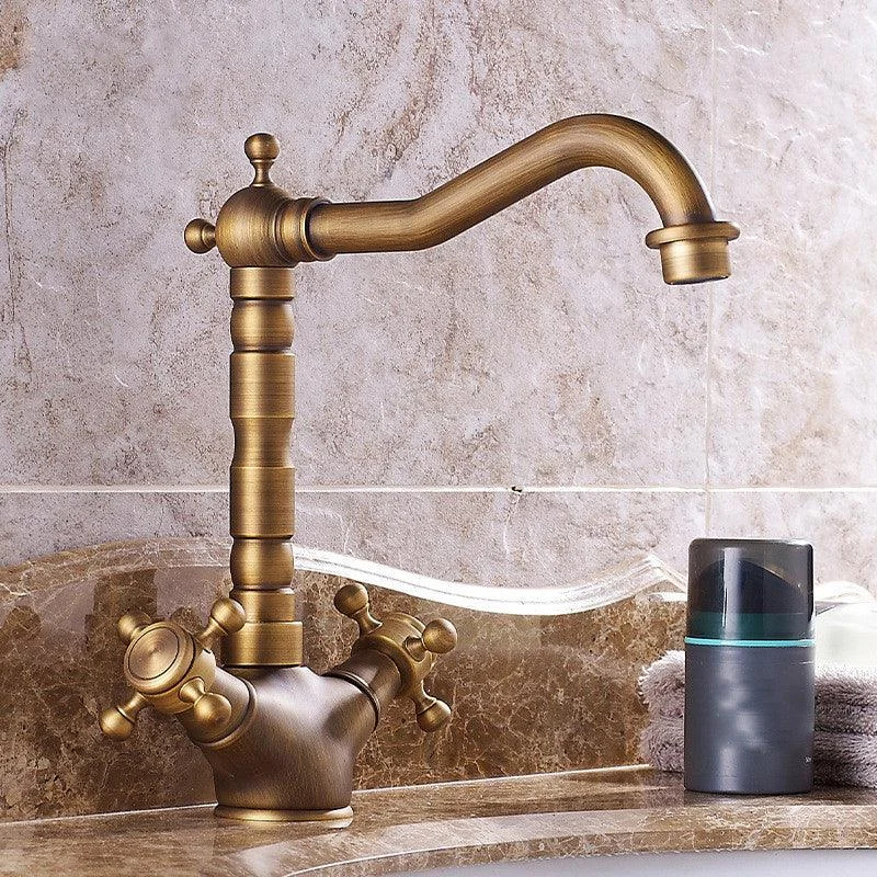 Industrial Wide Spread Bathroom Tap Cross Handles Lavatory Tap -Bathlova