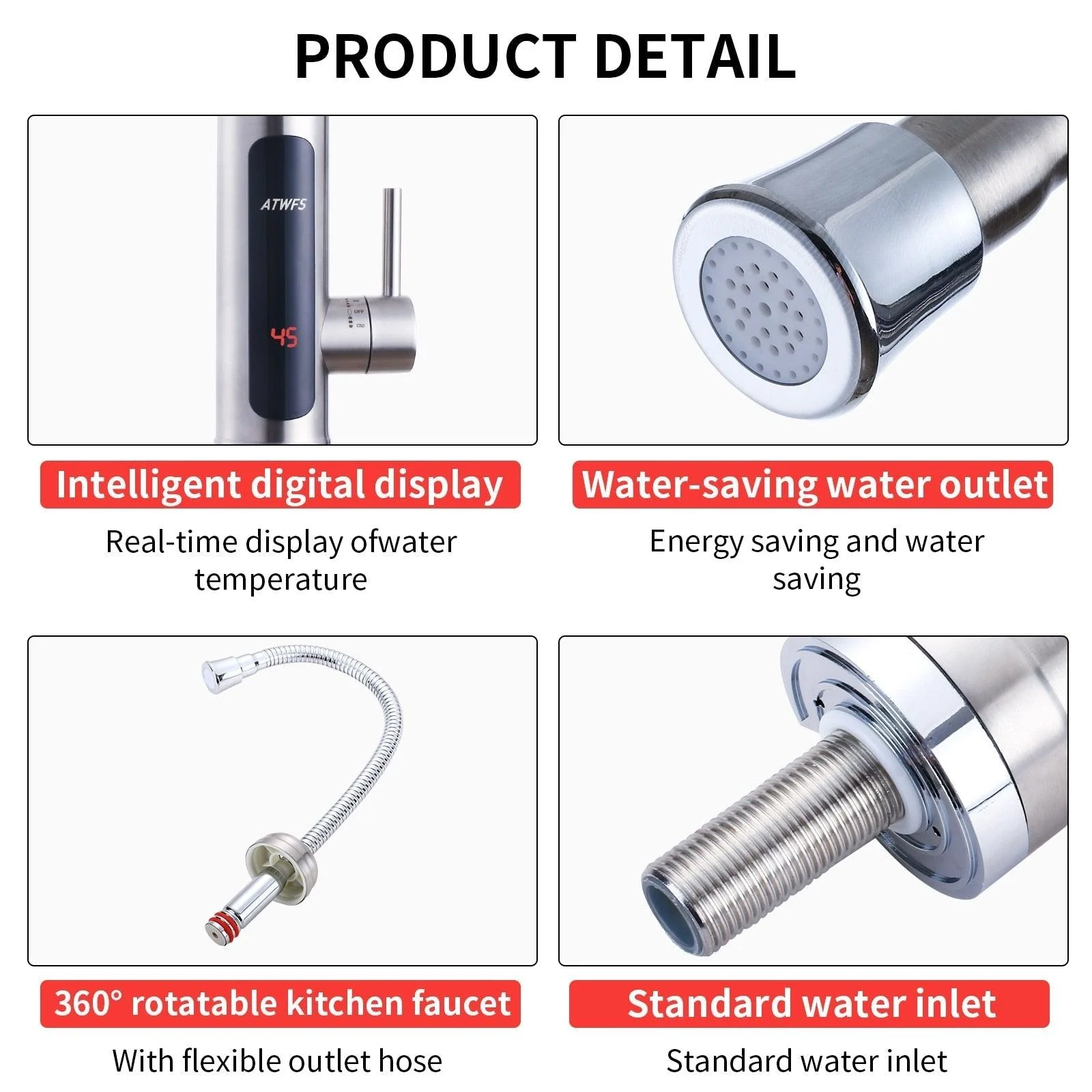 Instant Water Heater Tap Tankless Heaters Kitchen Hot Water Tap -Bathlova