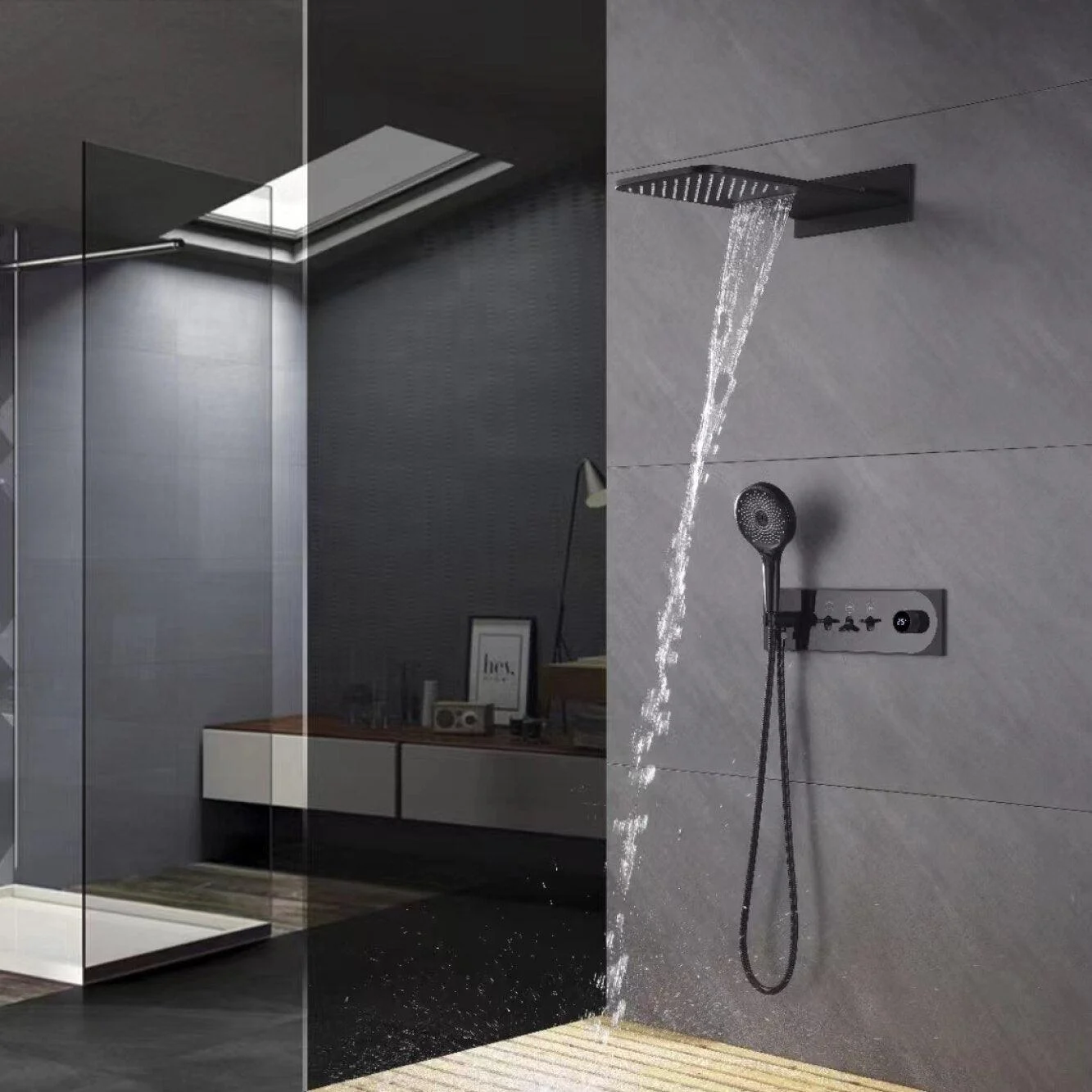 Intelligent Digital Shower Set Brass Cold And Hot Shower Tap Set -Bathlova