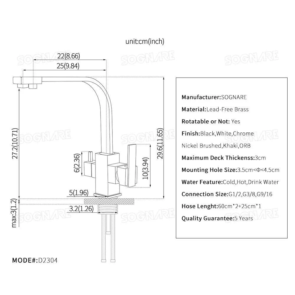 Kitchen Tap 360 Degree Rotation 3 Way Water Filter Tap Water Tap -Bathlova