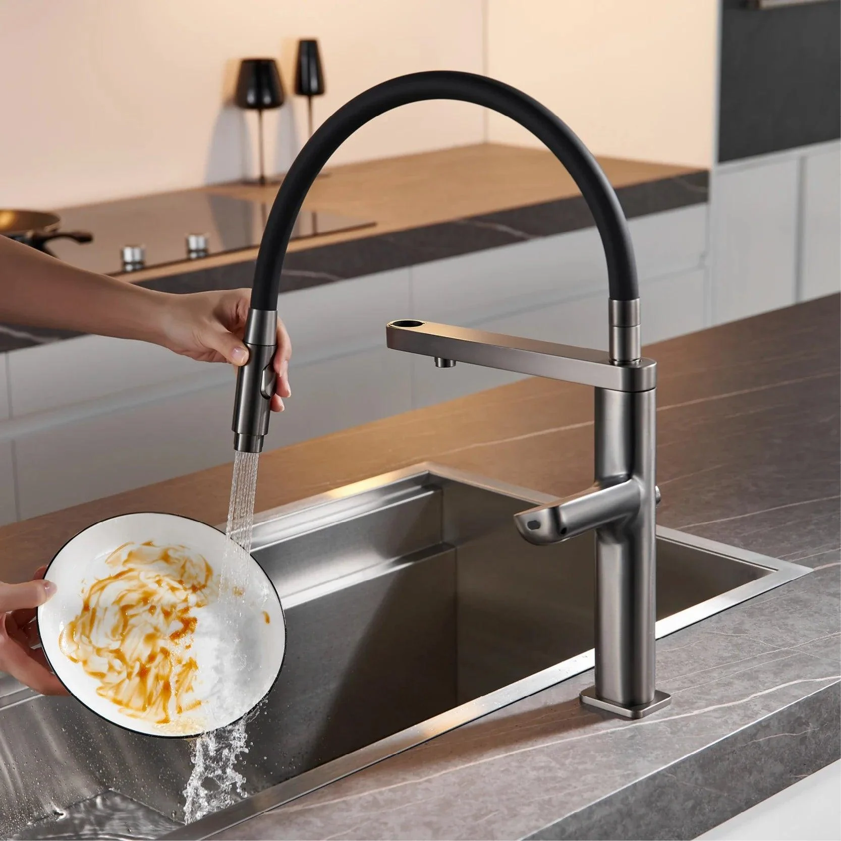 Kitchen Tap Digital Display Design Dual Control Sensing Sink Tap -Bathlova