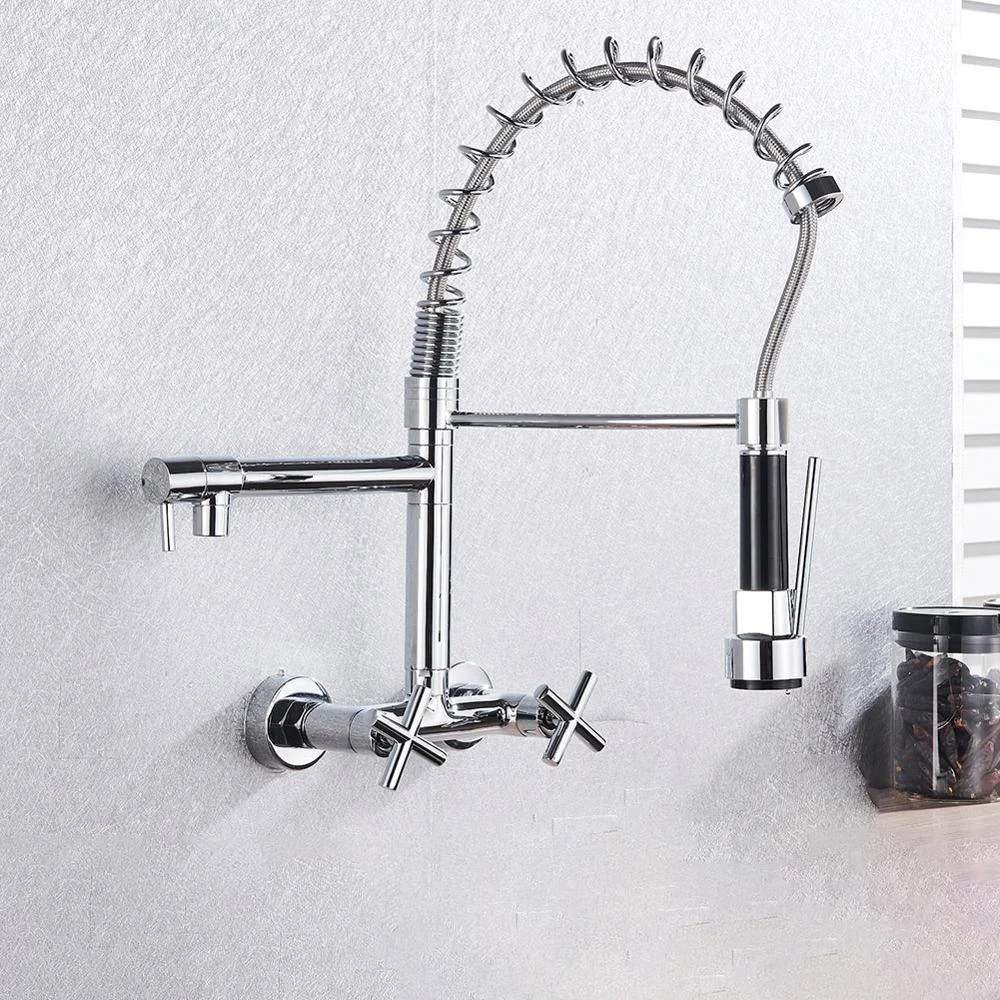 Kitchen Tap Dual Handles Kitchen Mixer Tap Pull Down Tap -Bathlova