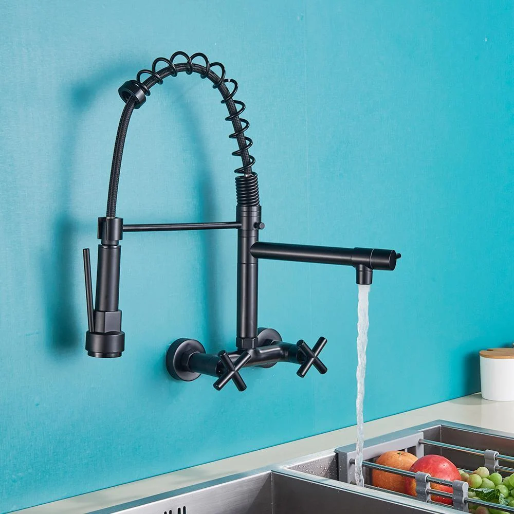 Kitchen Tap Dual Handles Kitchen Mixer Tap Pull Down Tap -Bathlova