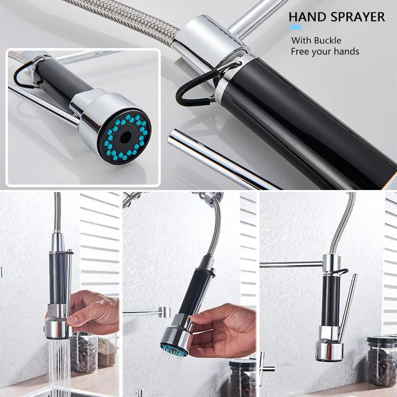 Kitchen Tap Dual Handles Kitchen Mixer Tap Pull Down Tap -Bathlova