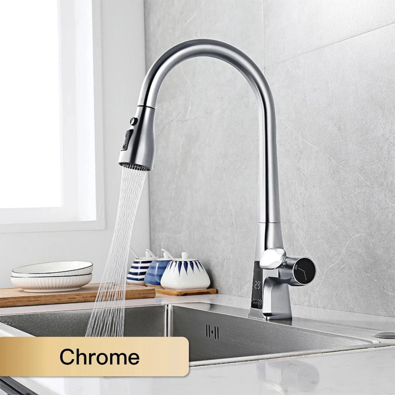 Kitchen Tap Intelligent Induction Digital Display Sink Tap -Bathlova