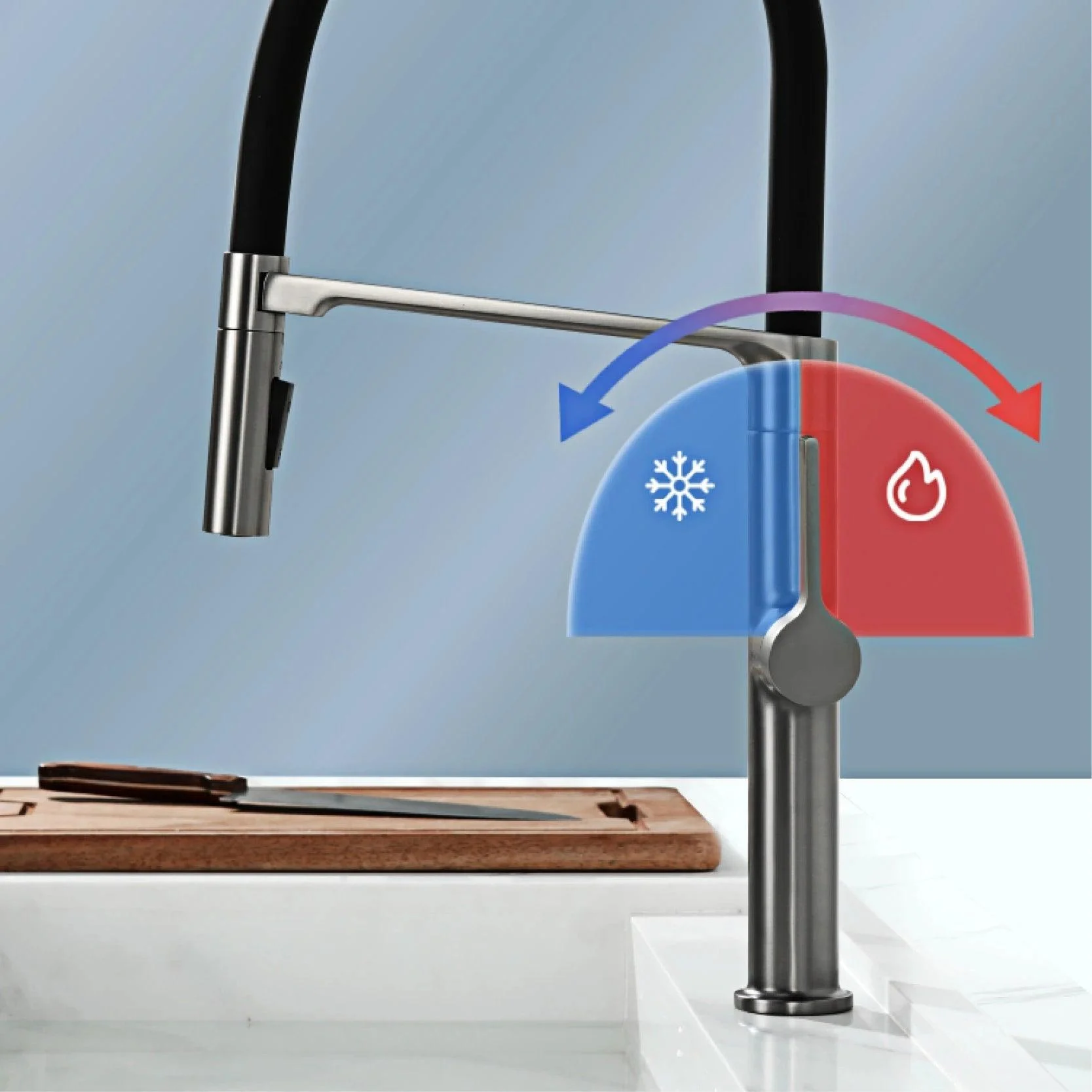 Kitchen Tap Pull-out Magnetic Suction Design Rotatable Sink Tap -Bathlova