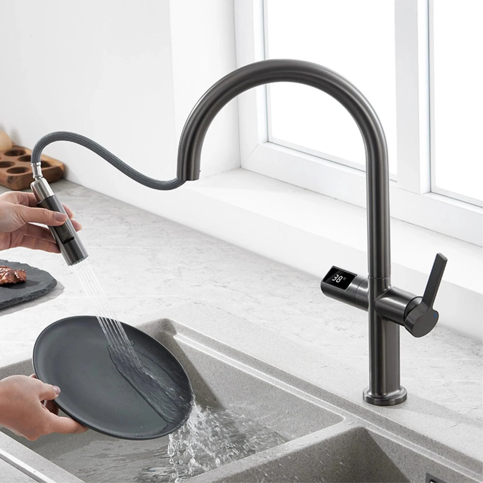 Kitchen Tap Pull-out Single Handle Dual Function Sink Tap -Bathlova