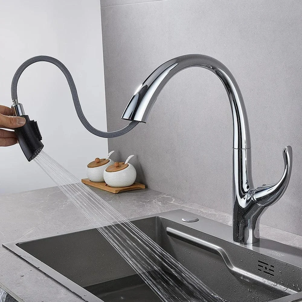 Kitchen Tap Pull Out Single Hole Single Handle Swivel Water Tap -Bathlova