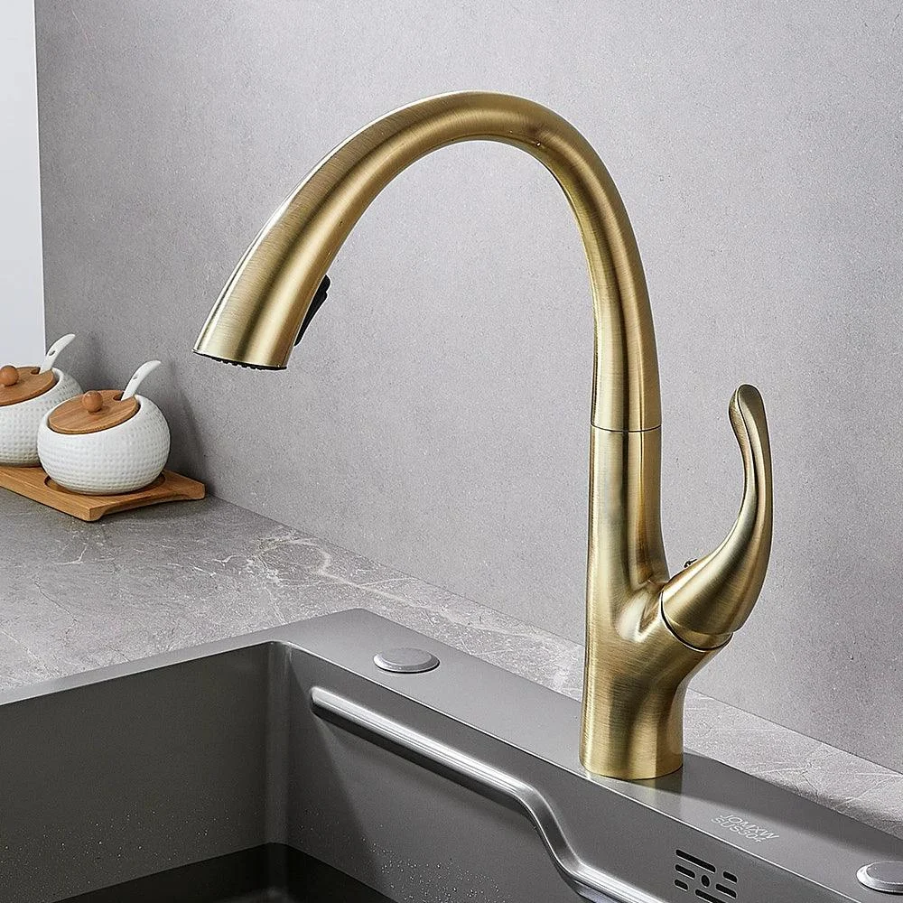 Kitchen Tap Pull Out Single Hole Single Handle Swivel Water Tap -Bathlova