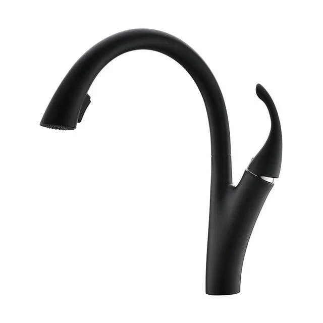 Kitchen Tap Swan Shape Design Dual Control Pull-out Sink Tap -Bathlova