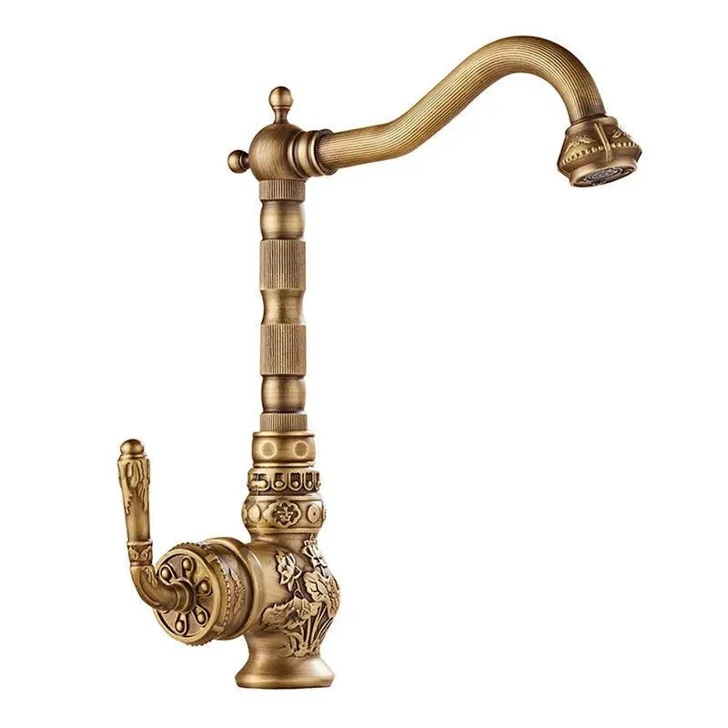 Kitchen Tap Vintage Antique Bathroom Sink Carved Basin Mixer Tap -Bathlova