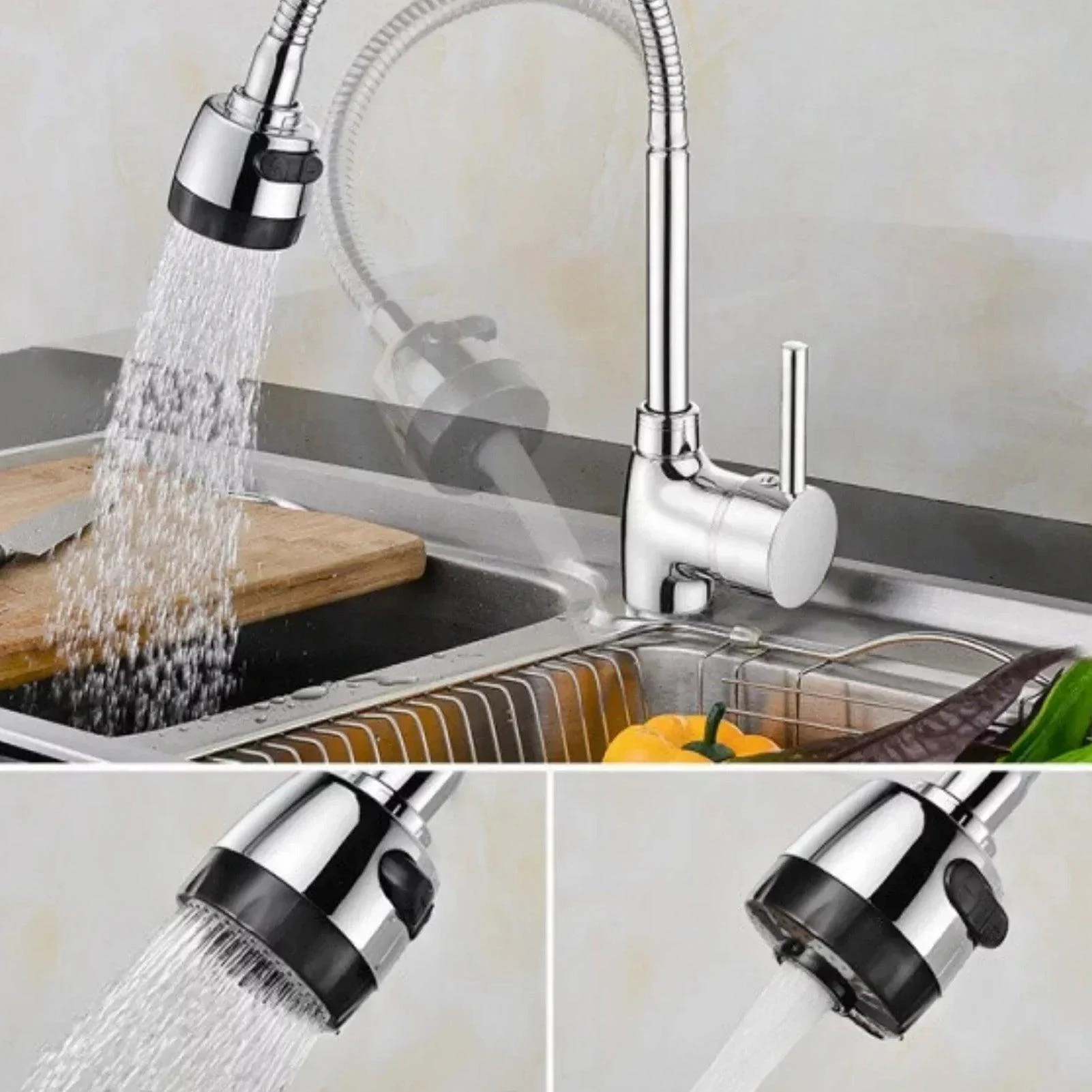 Kitchen Tap with Flexible Arc 360 Degree Rotatable Sprayer -Bathlova