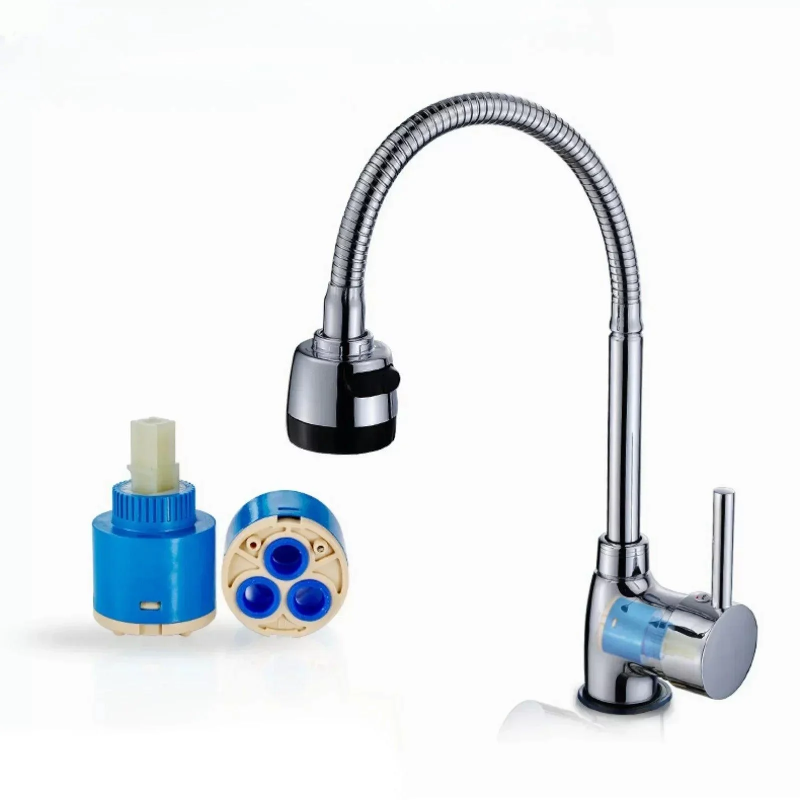 Kitchen Tap with Flexible Arc 360 Degree Rotatable Sprayer -Bathlova