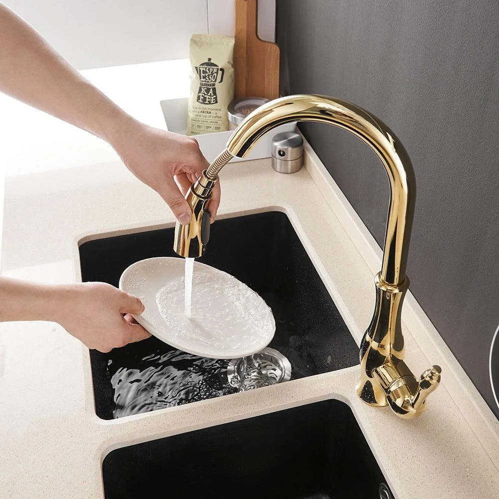 Kitchen Taps Black Single Handle Pull Out Kitchen Tap Mixer Tap -Bathlova