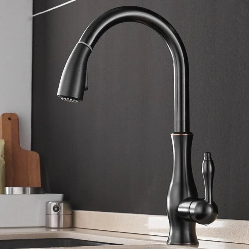 Kitchen Taps Black Single Handle Pull Out Kitchen Tap Mixer Tap -Bathlova