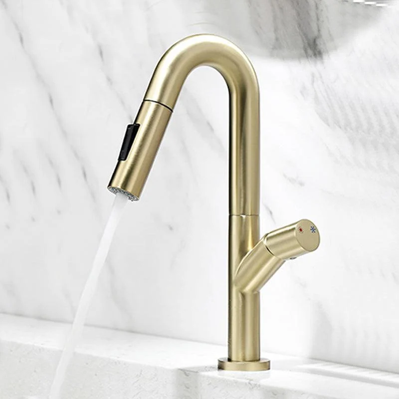 Knob Handle Pull Tap Brass Deck Mounted Bathroom Sink Tap -Bathlova