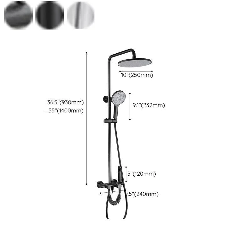 Lever Handle Shower Set Copper Adjustable Spray Pattern Round Wall Mount Shower Set -Bathlova