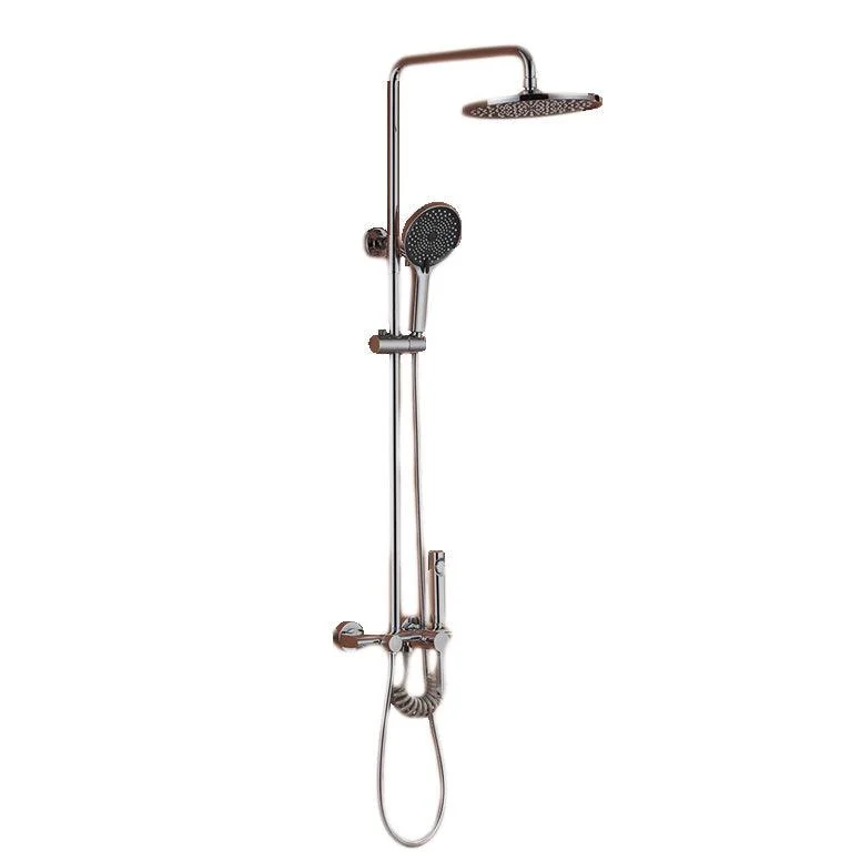 Lever Handle Shower Set Copper Adjustable Spray Pattern Round Wall Mount Shower Set -Bathlova