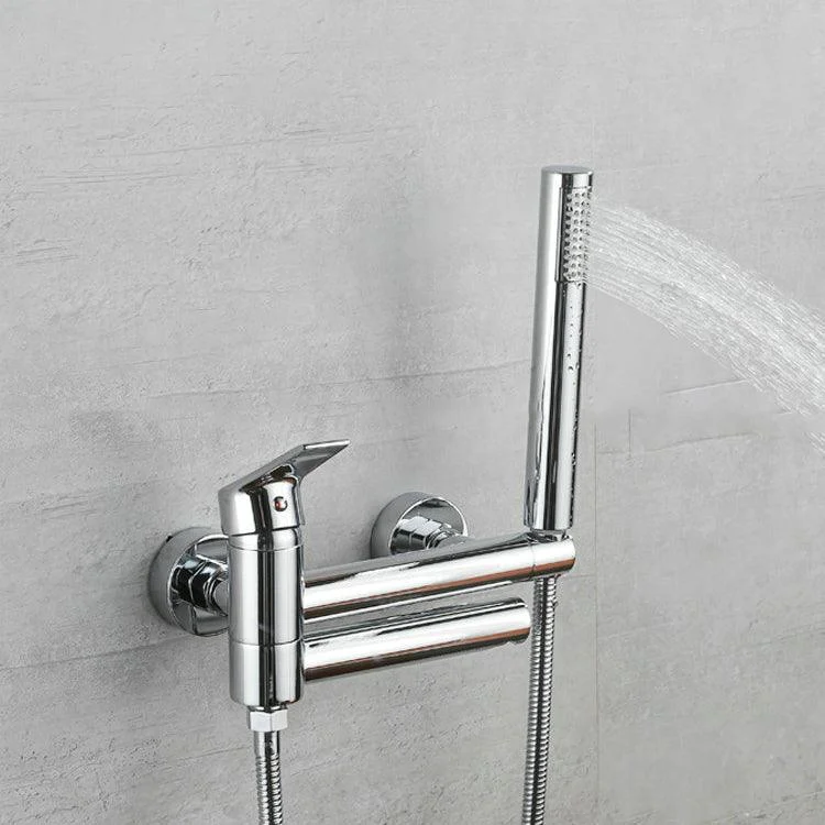 Lever Handle Tub Tap Wall Mount Shower Hose Swivel Spout Bath Filler with Handshower -Bathlova