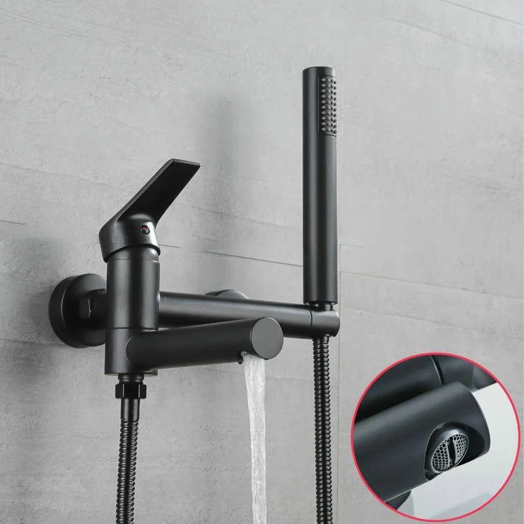 Lever Handle Tub Tap Wall Mount Shower Hose Swivel Spout Bath Filler with Handshower -Bathlova