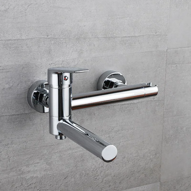 Lever Handle Tub Tap Wall Mount Shower Hose Swivel Spout Bath Filler with Handshower -Bathlova