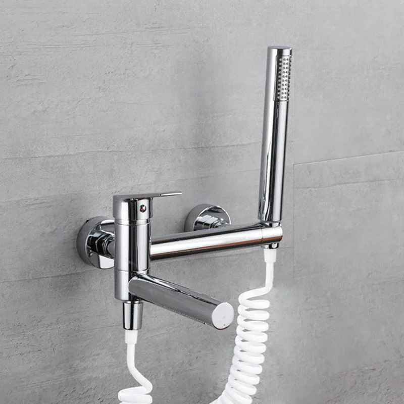 Lever Handle Tub Tap Wall Mount Shower Hose Swivel Spout Bath Filler with Handshower -Bathlova