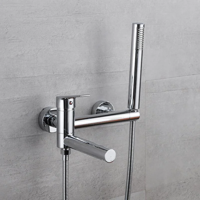 Lever Handle Tub Tap Wall Mount Shower Hose Swivel Spout Bath Filler with Handshower -Bathlova