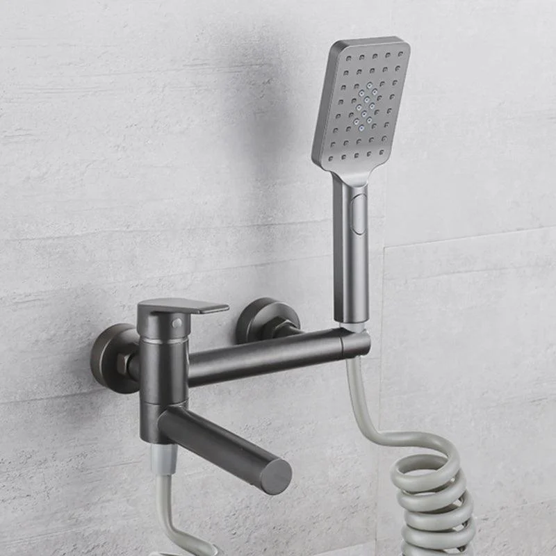 Lever Handle Tub Tap Wall Mount Shower Hose Swivel Spout Bath Filler with Handshower -Bathlova