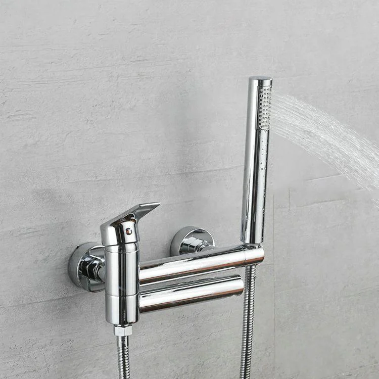 Lever Handle Tub Tap Wall Mount Shower Hose Swivel Spout Bath Filler with Handshower -Bathlova