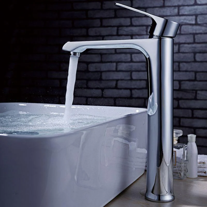 Lever Handle Vessel Sink Tap Circular Modern Bathroom Tap -Bathlova