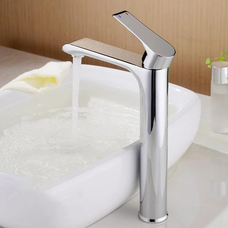 Lever Handle Vessel Sink Tap Circular Modern Bathroom Tap -Bathlova