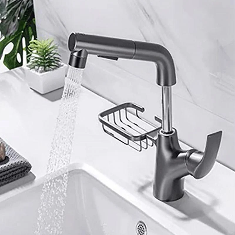 Lever Handles Sink Tap Circular Swivel Spout Brass Bathroom Sink Tap -Bathlova