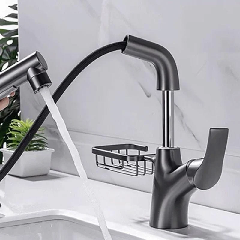 Lever Handles Sink Tap Circular Swivel Spout Brass Bathroom Sink Tap -Bathlova