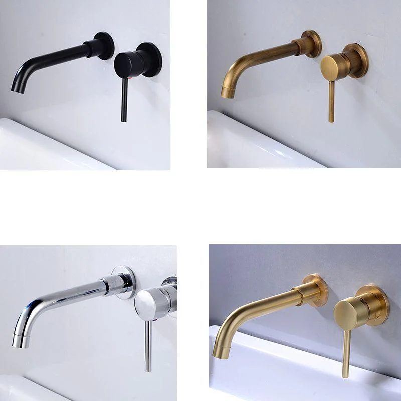 Lever Handles Wall Mounted Bathroom Tap High-Arc Lavatory Tap -Bathlova