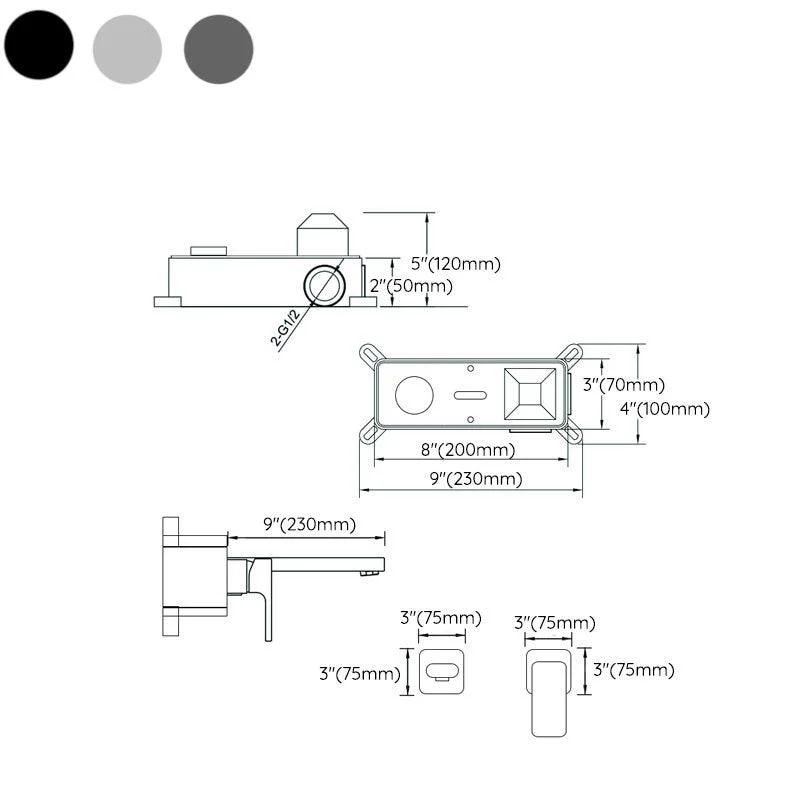 Lever Single-Handle Wall Mounted Modern Low Arc Metal Wall Mount -Bathlova