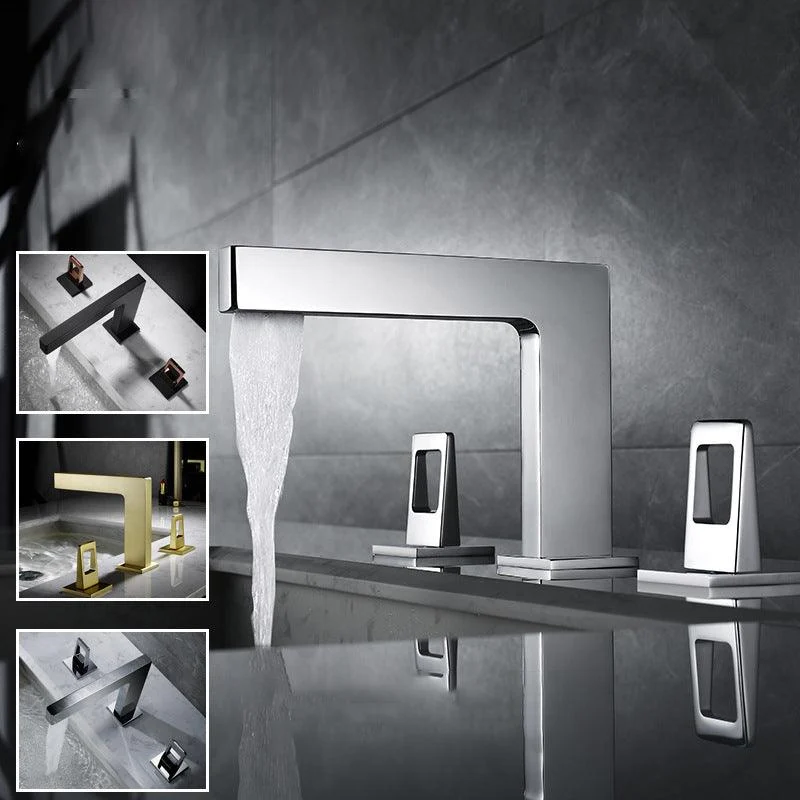 Light Luxury Vessel Sink Tap 3 Hole Lever Handles Tap for Bathroom -Bathlova