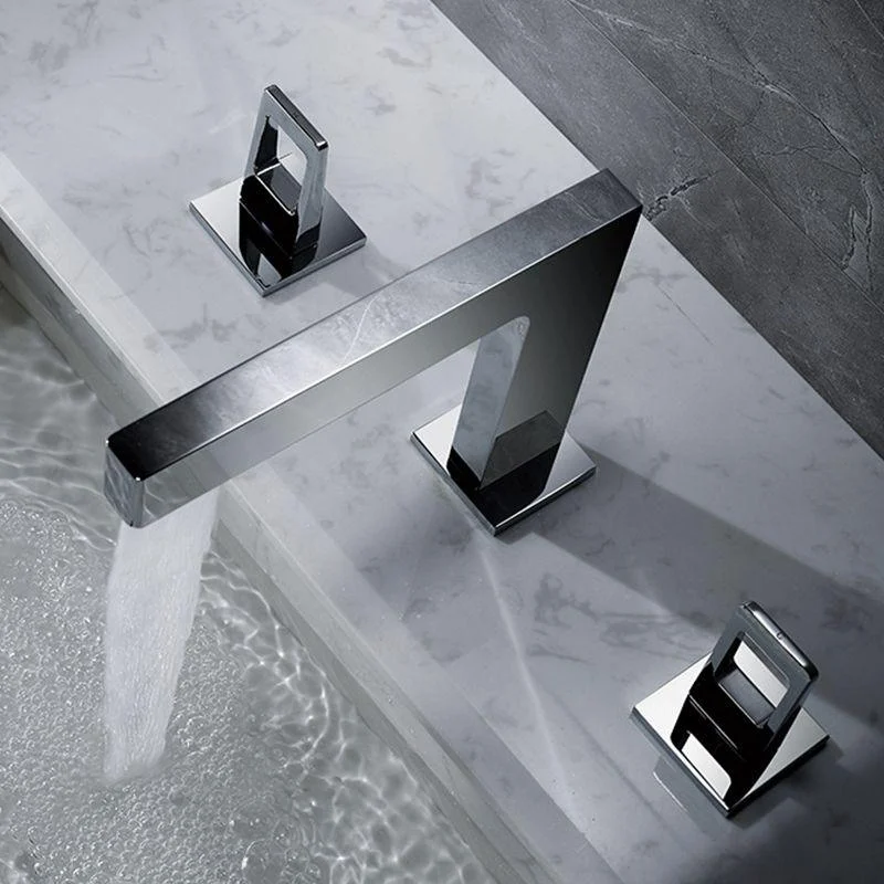 Light Luxury Vessel Sink Tap 3 Hole Lever Handles Tap for Bathroom -Bathlova