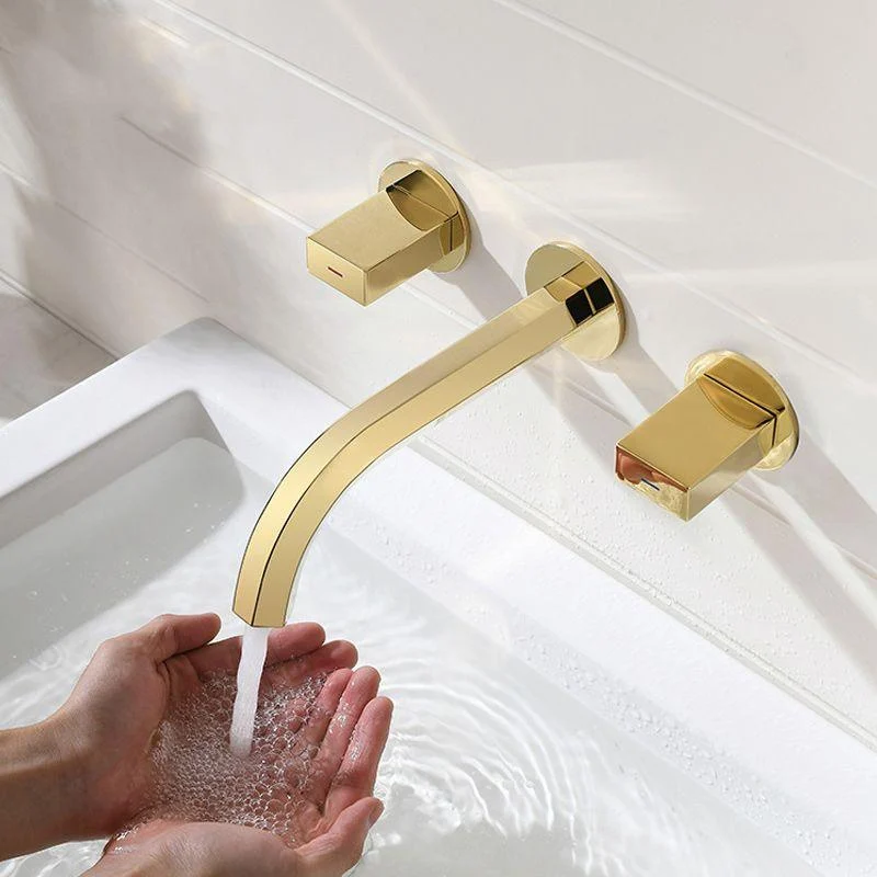 Light Luxury Wall Mounted Bathroom Tap Double Handles Vessel Tap -Bathlova