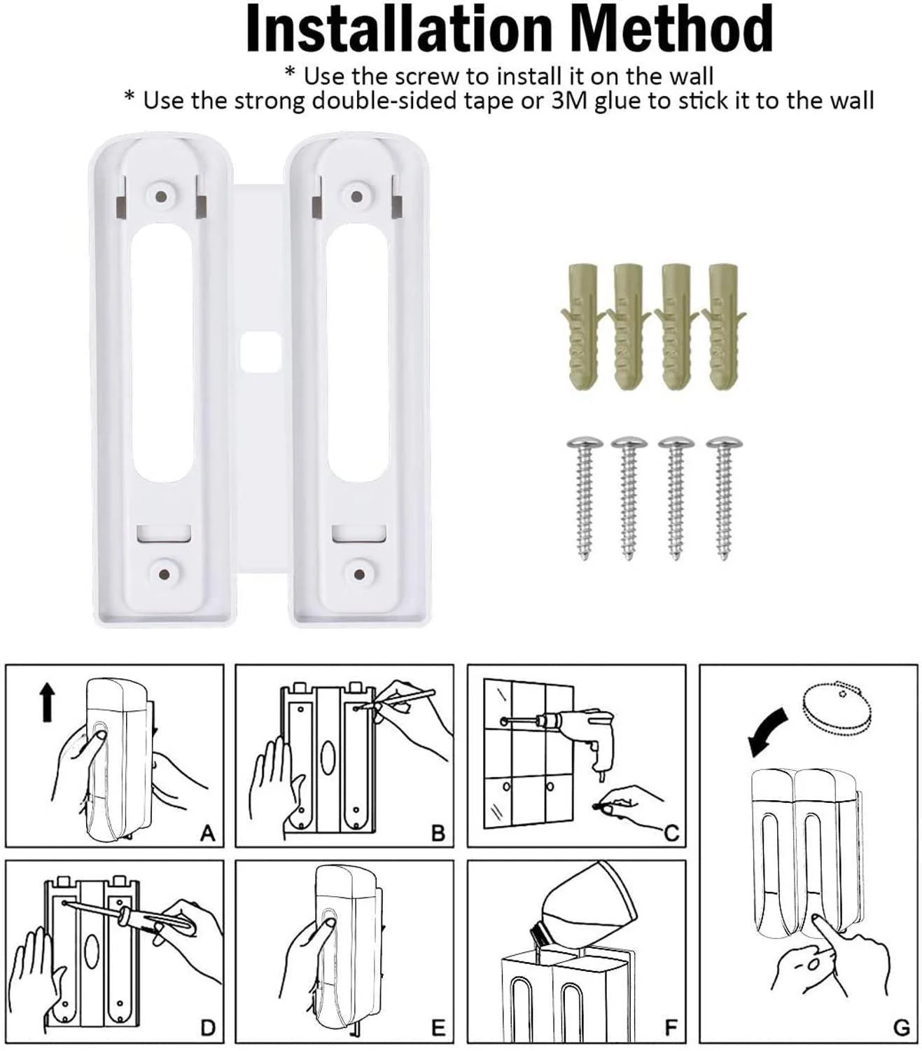 Liquid Soap Dispenser Wall Mounted For Shower Gel Detergent Bottle -Bathlova