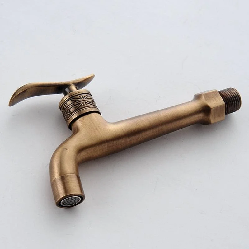 Long Garden Use Crane Antique Solid Brass Bathroom Sink Tap -Bathlova