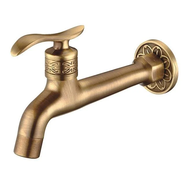 Long Garden Use Crane Antique Solid Brass Bathroom Sink Tap -Bathlova