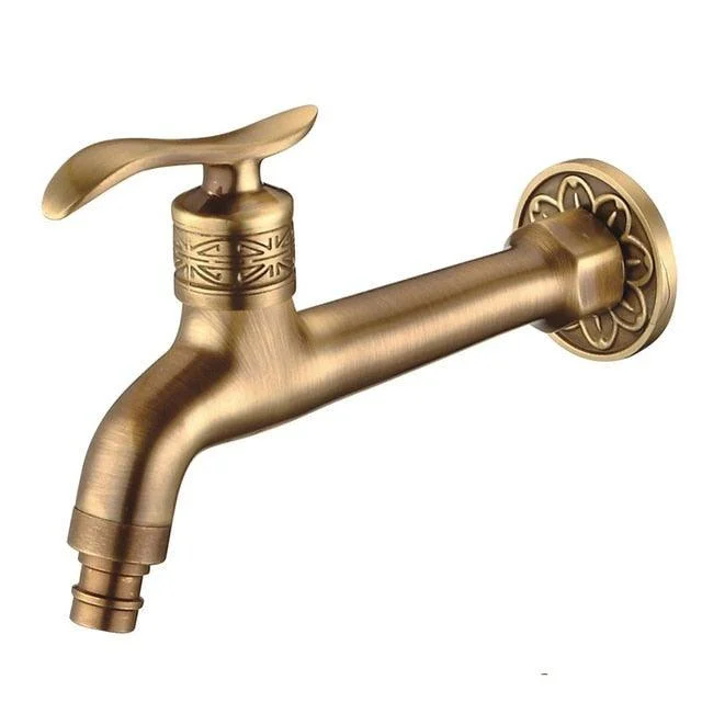 Long Garden Use Crane Antique Solid Brass Bathroom Sink Tap -Bathlova