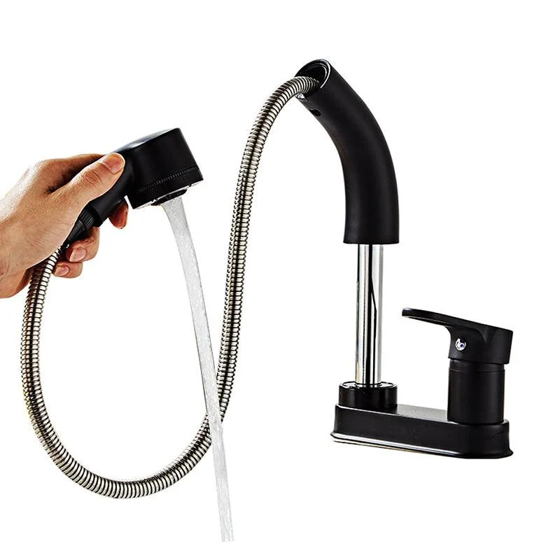 Low Arc Bathroom Sink Tap with 1 Handle Vessel Tap with Overflow -Bathlova