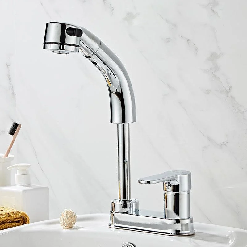 Low Arc Bathroom Sink Tap with 1 Handle Vessel Tap with Overflow -Bathlova