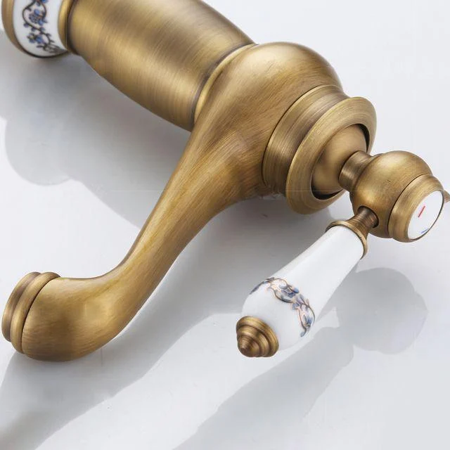 Low-arc Country Vessel Tap Single Handle Brass Tap for Bathroom -Bathlova