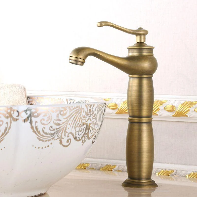 Low-arc Country Vessel Tap Single Handle Brass Tap for Bathroom -Bathlova