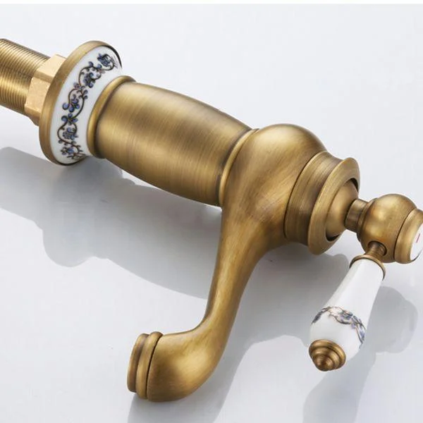 Low-arc Country Vessel Tap Single Handle Brass Tap for Bathroom -Bathlova