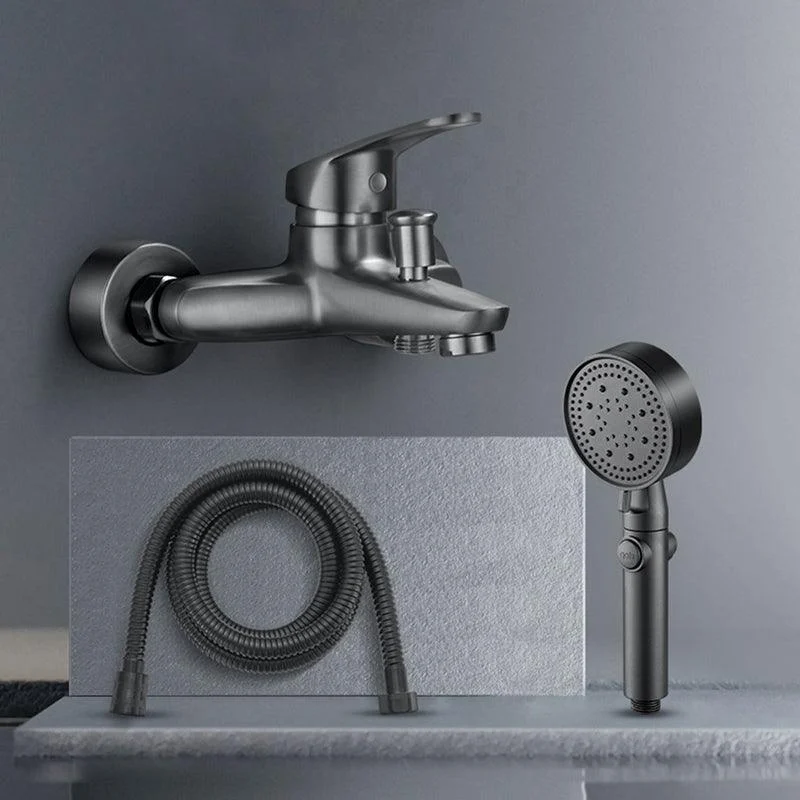 Low Arc Tub Tap Hose Wall Mounted Single Lever Handle Tub Filler with Handshower -Bathlova