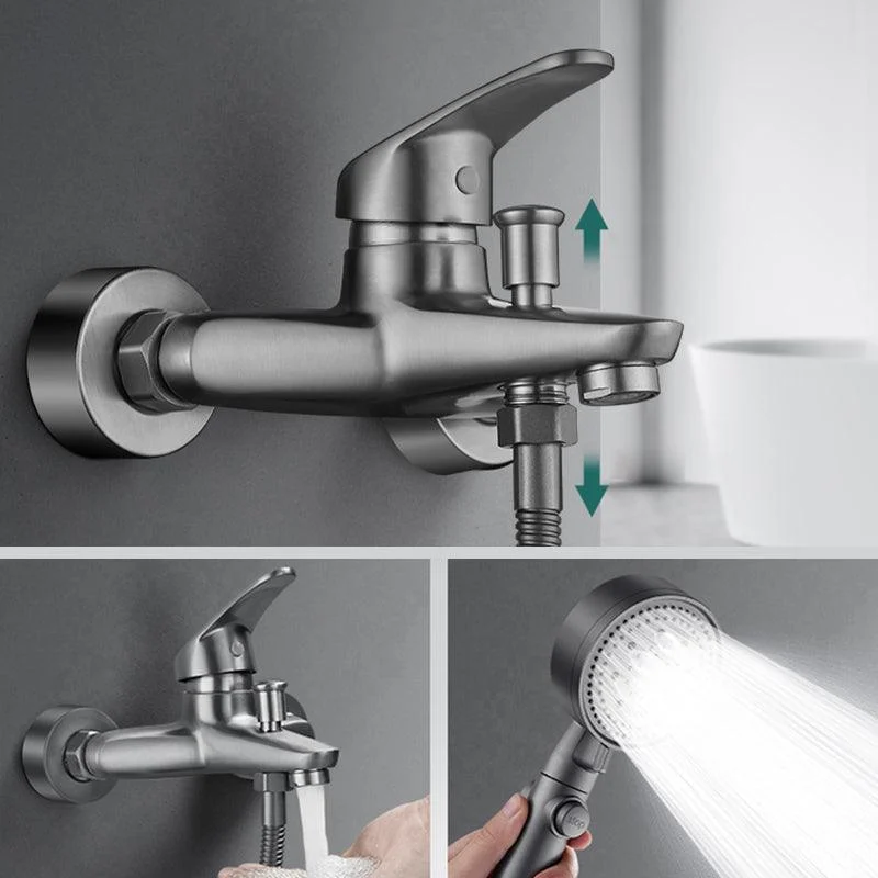 Low Arc Tub Tap Hose Wall Mounted Single Lever Handle Tub Filler with Handshower -Bathlova